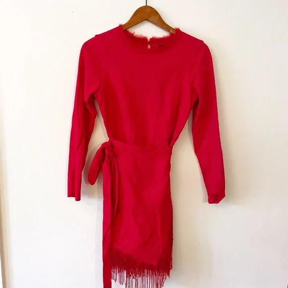 House of Harlow x Revolve Anisha Fringe Dress in Red, Size Medium - Picture 2 of 6